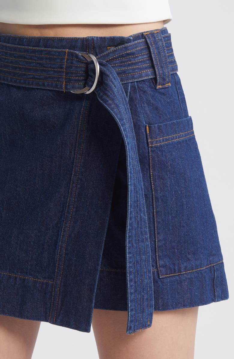 Rails Deanna Belted Denim Wrap Miniskirt, Alternate, color, 
