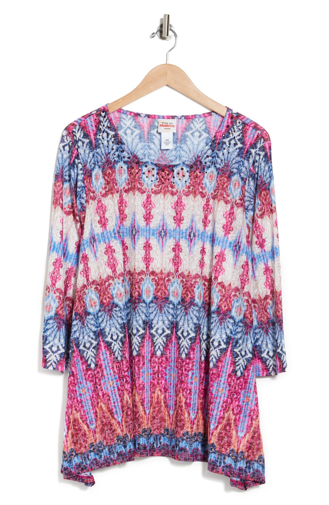 RUBY RD Ruby Rd. Ornage Ikat Print Top (Women) | Nordstromrack