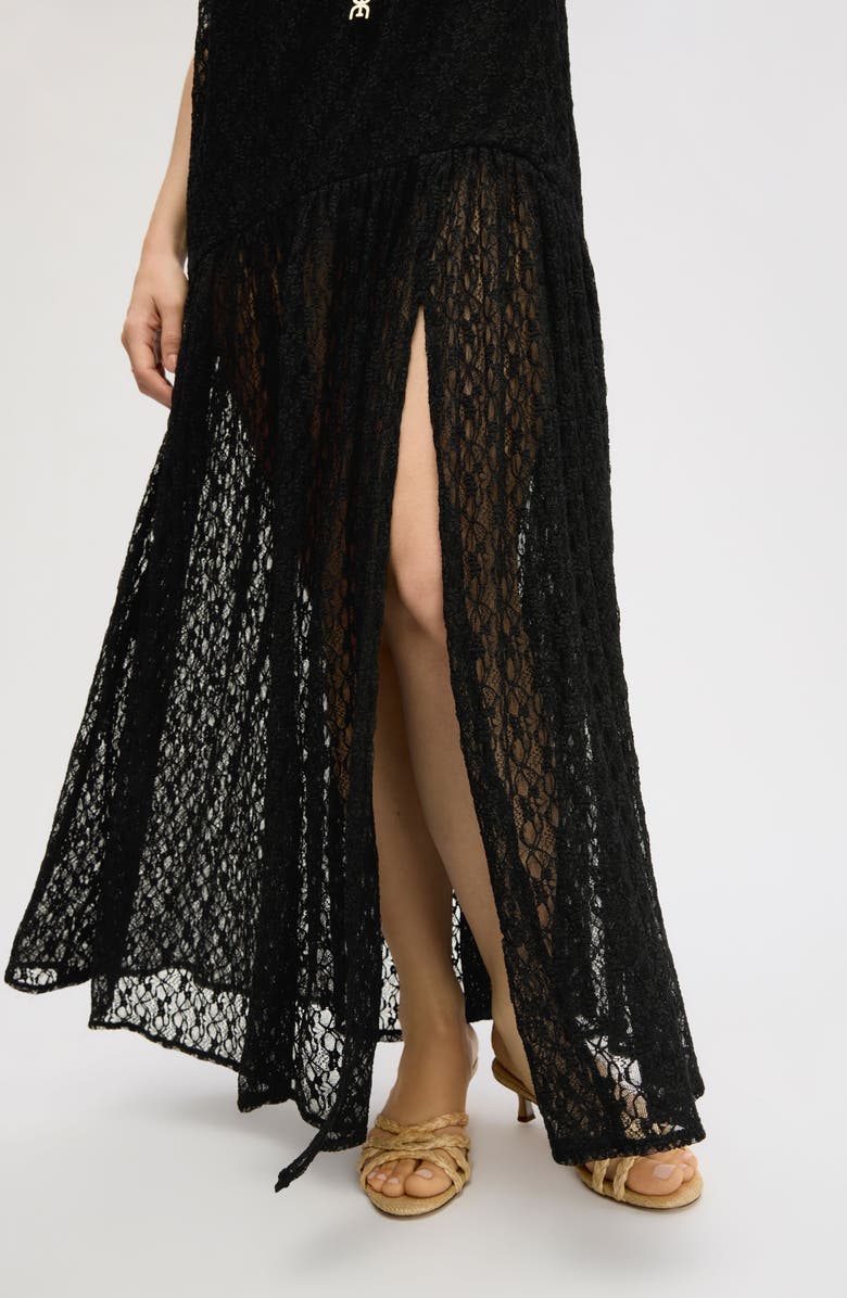 Sam Edelman Sleeveless Lace Drop Waist Midi Dress, Alternate, color, True Black