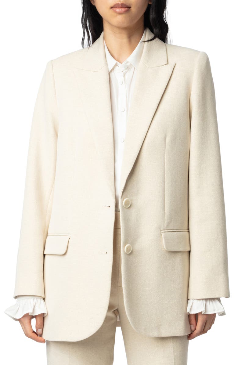 Zadig & Voltaire Viva Shimmer Cotton Blend Blazer, Main, color, 