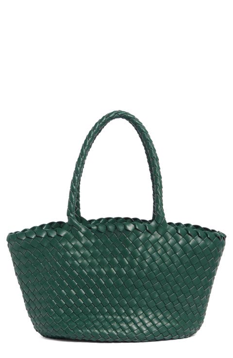 Woven Faux Leather Tote Bag