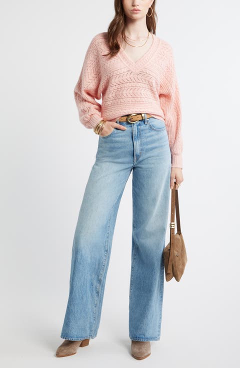 Pointelle Dolman Sleeve Sweater