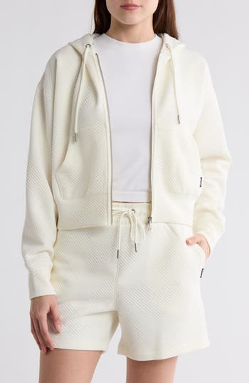 Shop Starter Jacquard Zip Hoodie In Egret