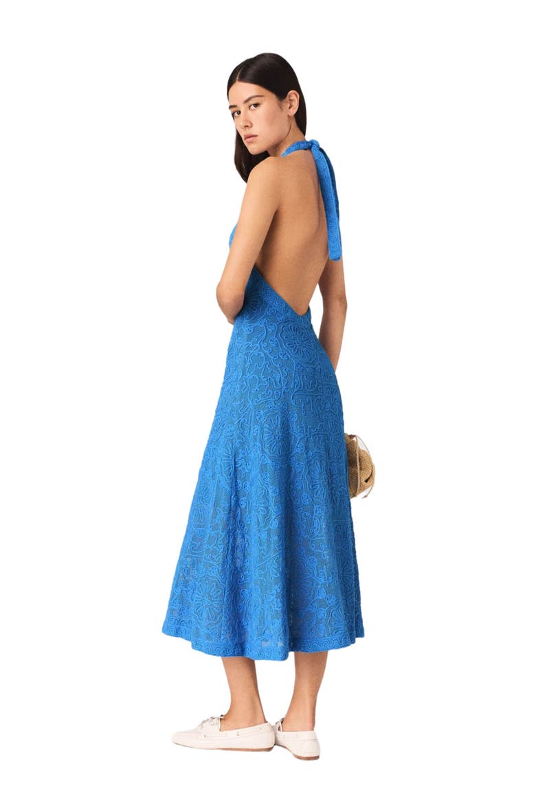 Backless guipure maxi dress, Alternate, color, Blue