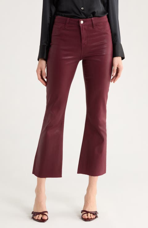 Kendra Coated High Waist Crop Flare Jeans