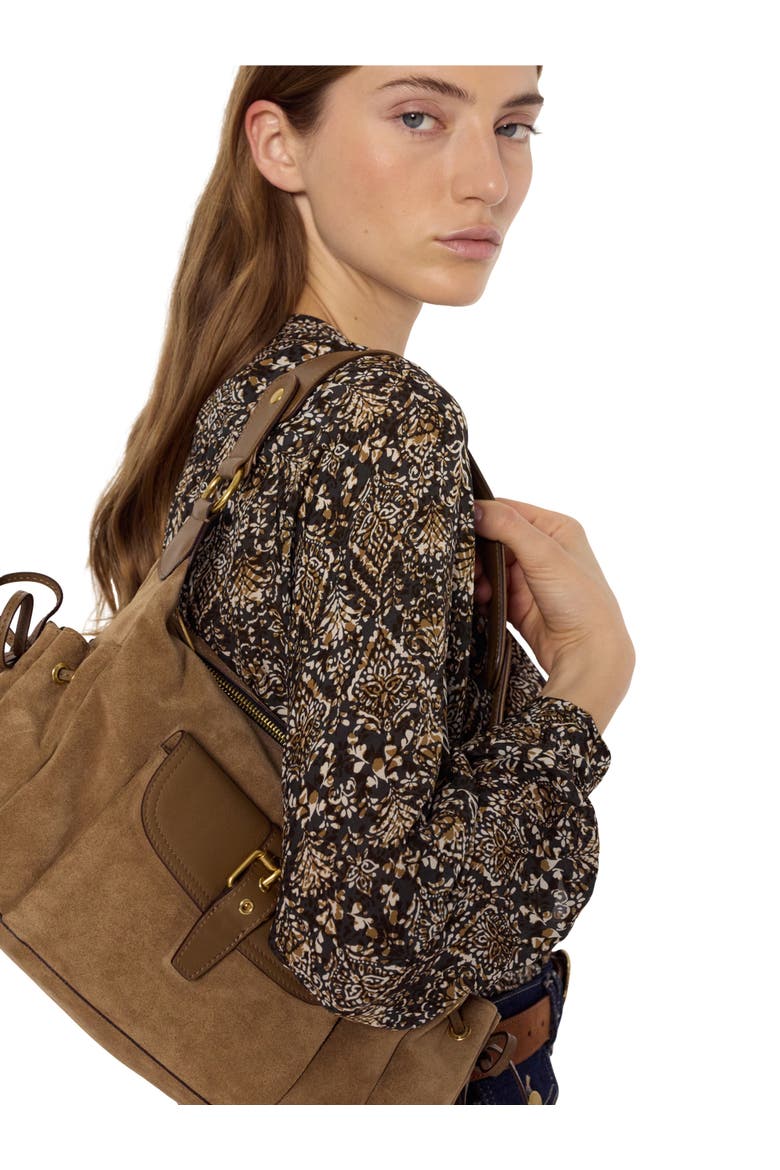 Althea Cultural Print Blouse, Alternate, color, Medium Khaki