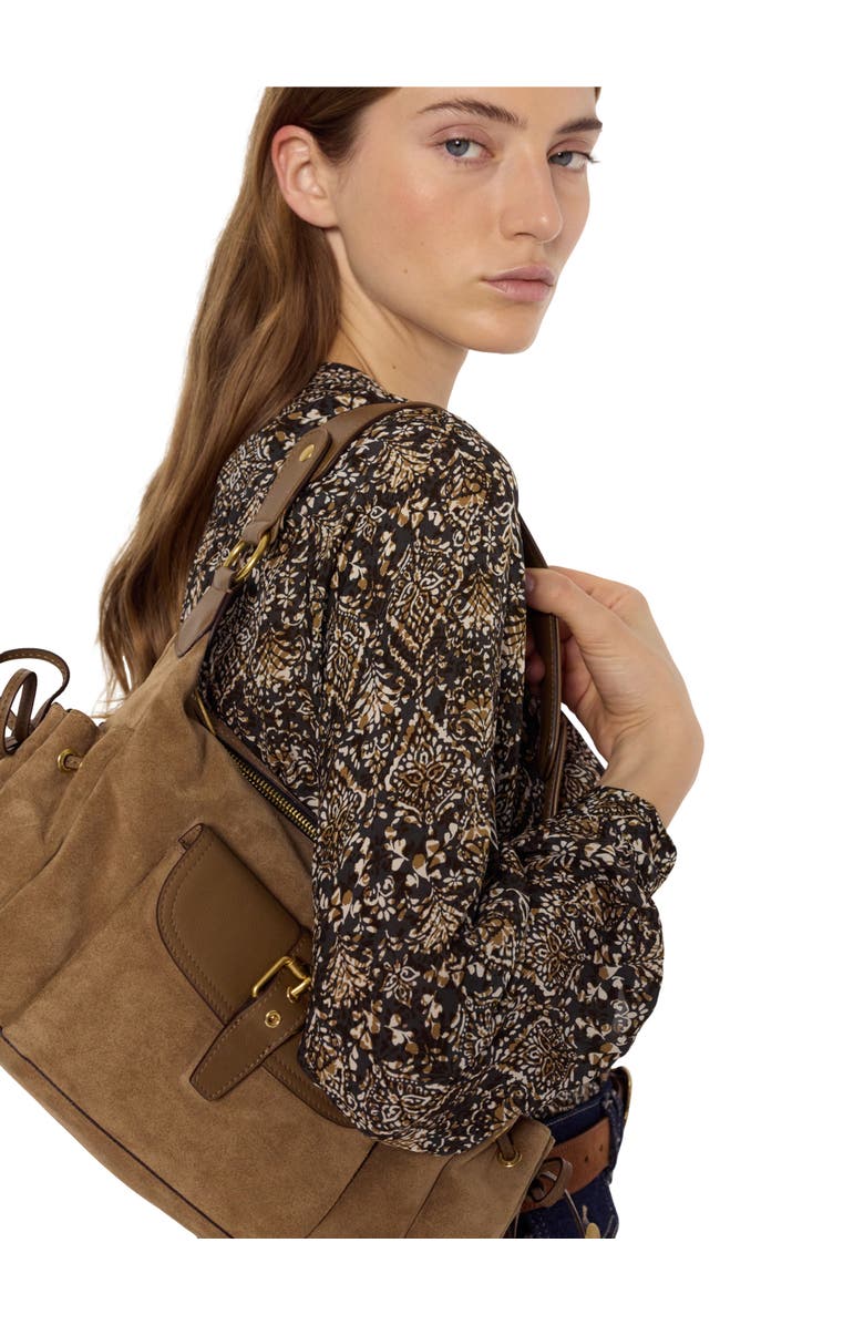 GERARD DAREL Althea Cultural Print Blouse, Alternate, color, Medium Khaki