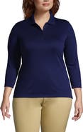 Lands' End 3/4 Sleeve Supima Cotton Polo Shirt
