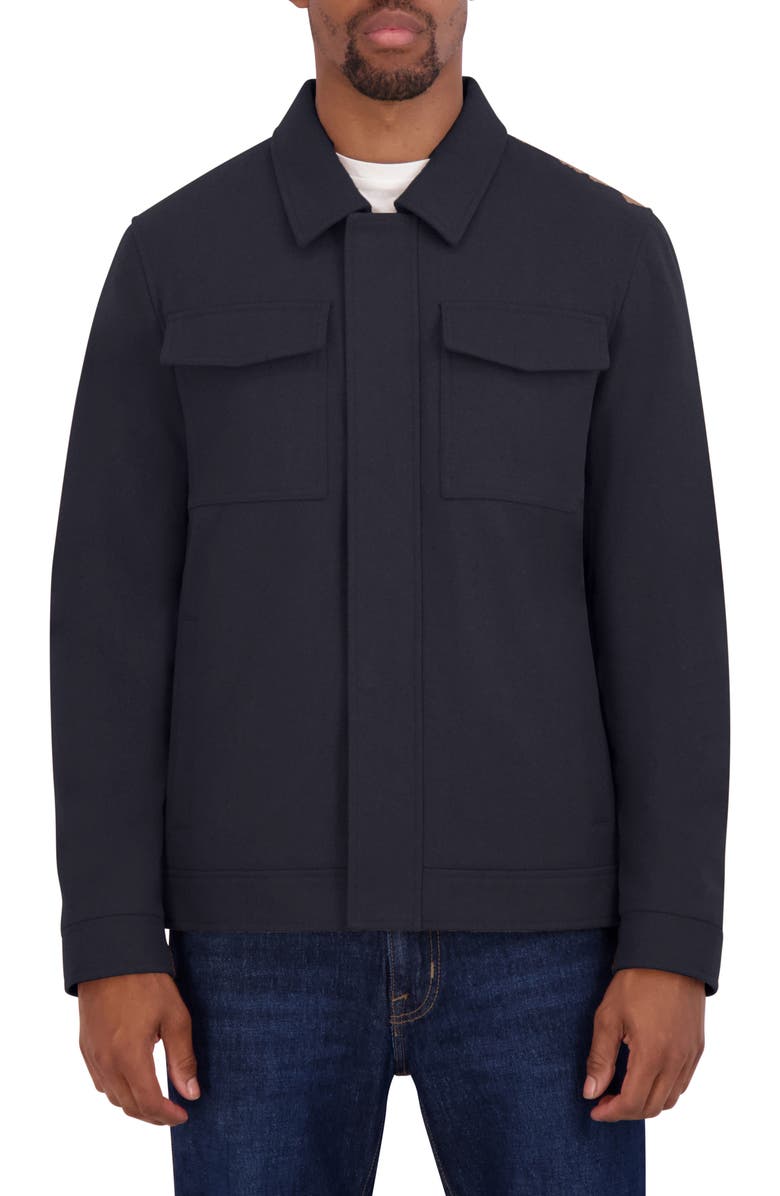 Nautica Water Resistant Wool Blend Coat, Main, color, Charcoal