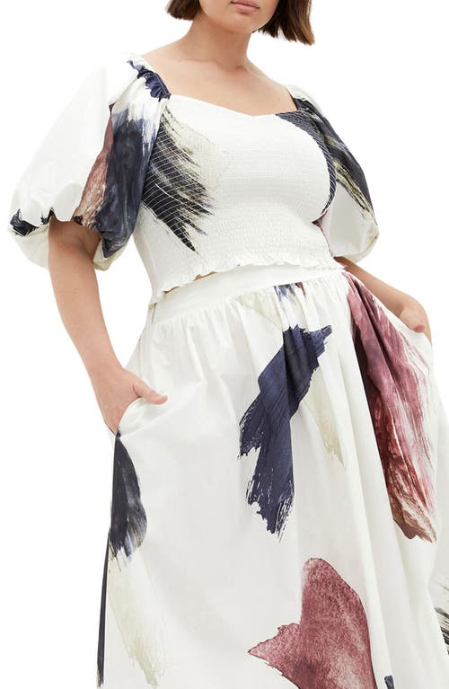 City Chic Amari Abstract Print Crop Top In Geo Muse