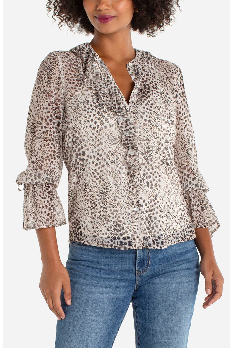 Ruffle Top, Main, color, BROWN MLT ANMAL