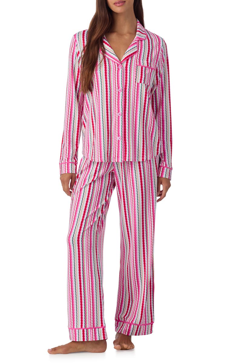 Room Service Pjs Long Sleeve Print Pajamas, Main, color, Multi Stripe