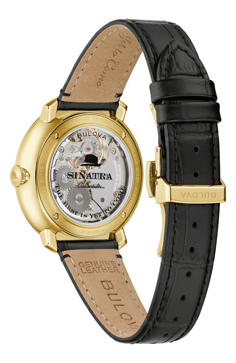 BULOVA Frank Sinatra The Best is Yet to Come Leather Strap Watch, Alternate, color, 