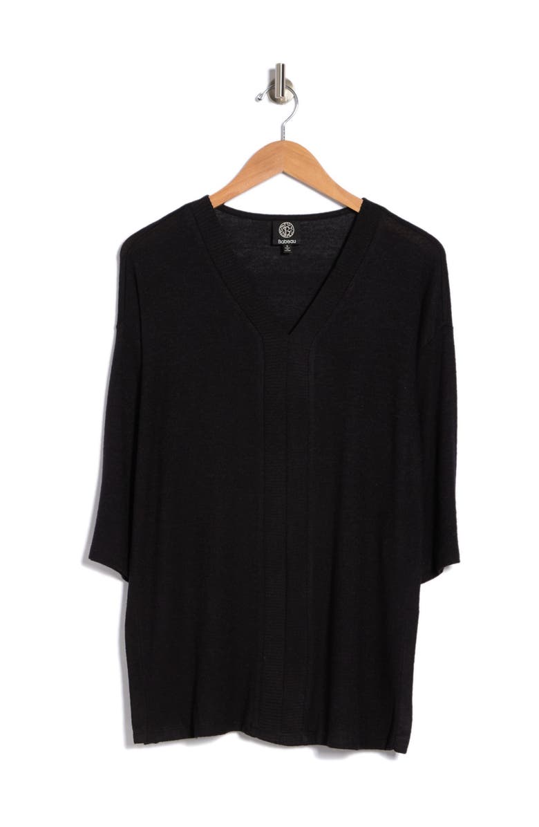 Bobeau Brushed Knit 3/4 Sleeve Poncho Sweater, Alternate, color,