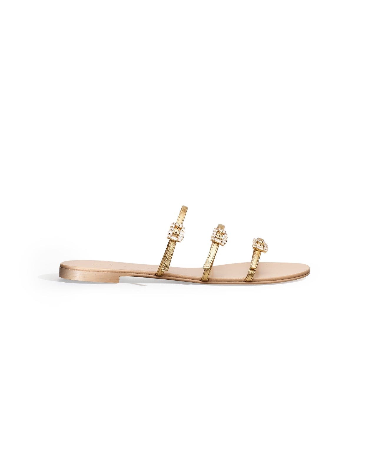 Eclipse Leather Flat Sandals, Alternate, color, Gold