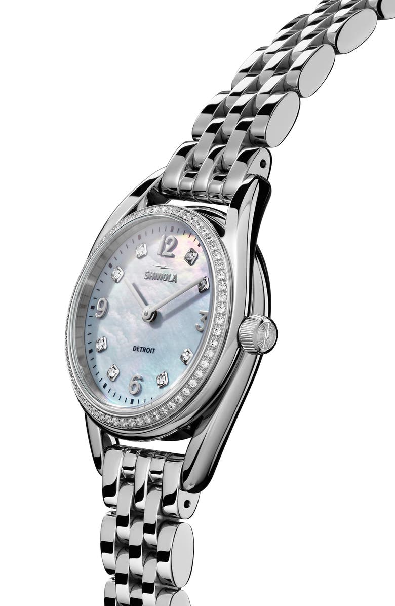 Shinola Derby Diamond & Mother-of-Pearl Bracelet Watch, 30.5mm, Alternate, color,