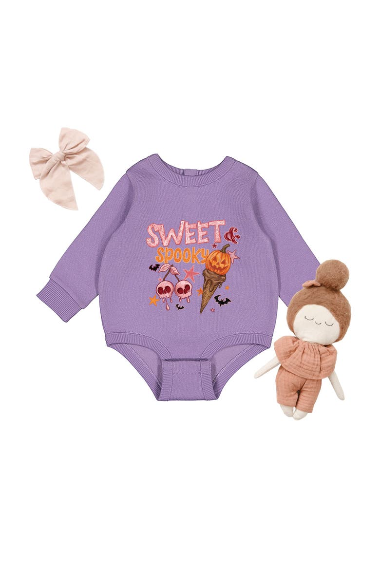 Sweet Spooky Infant Fleece BodySuit, Alternate, color, Lavender