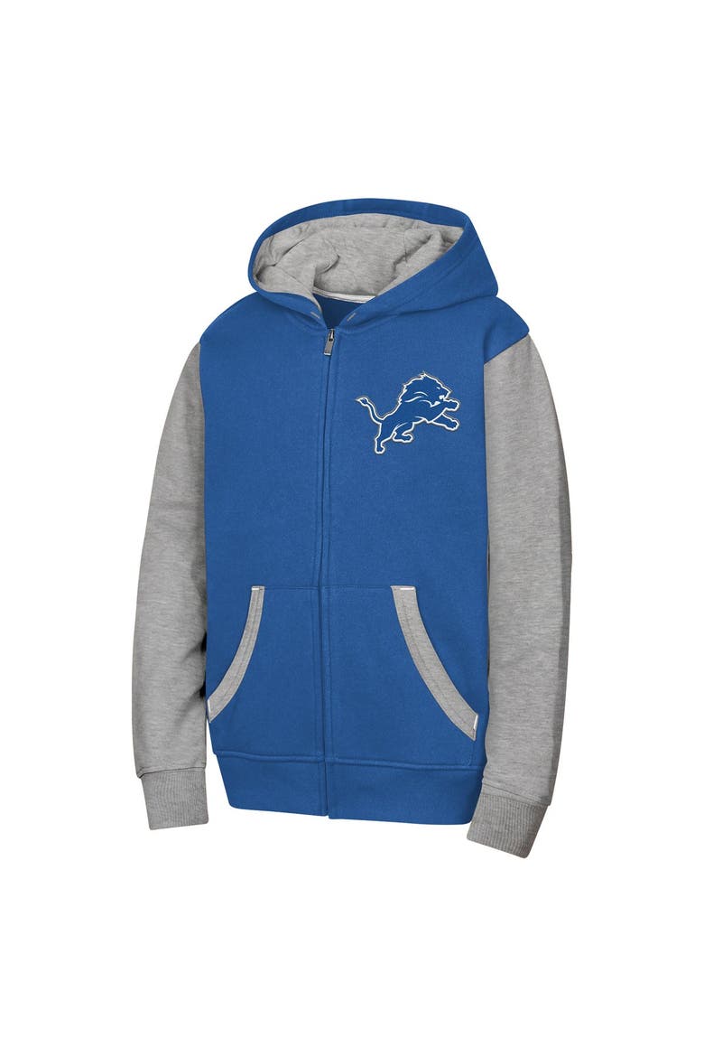 Youth Outerstuff Blue Detroit Lions Stadium Colorblock Full-Zip Hoodie, Alternate, color, Blue