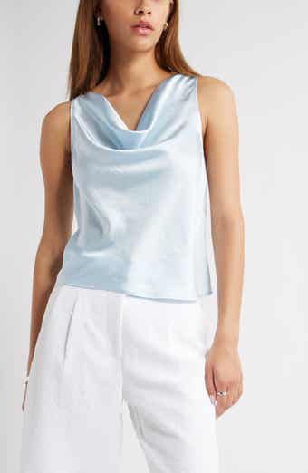Open Edit Sleeveless Cowl Neck Satin Top