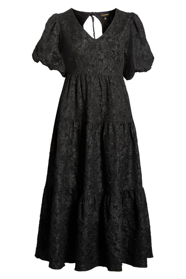 Arielle Floral Jacquard Maxi Dress, Alternate, color, BLACK