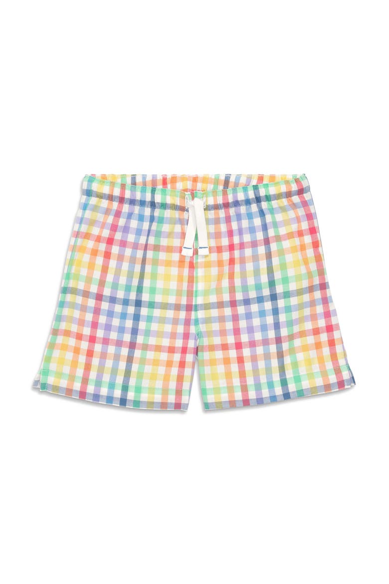 Kids Pj Short In Rainbow Plaid, Main, color, Ivory Rainbow Plaid