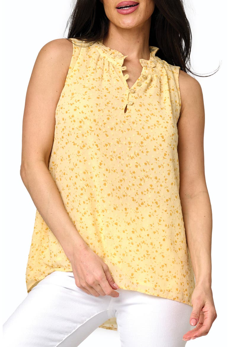 Respect the Ruffle Sleeveless Top, Main, color, YELLOW GARDEN FLORAL