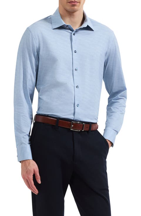 James OoohCotton® Herringbone Print Button-Up Shirt