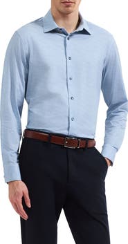 Bugatchi James OoohCotton® Herringbone Print Button-Up Shirt