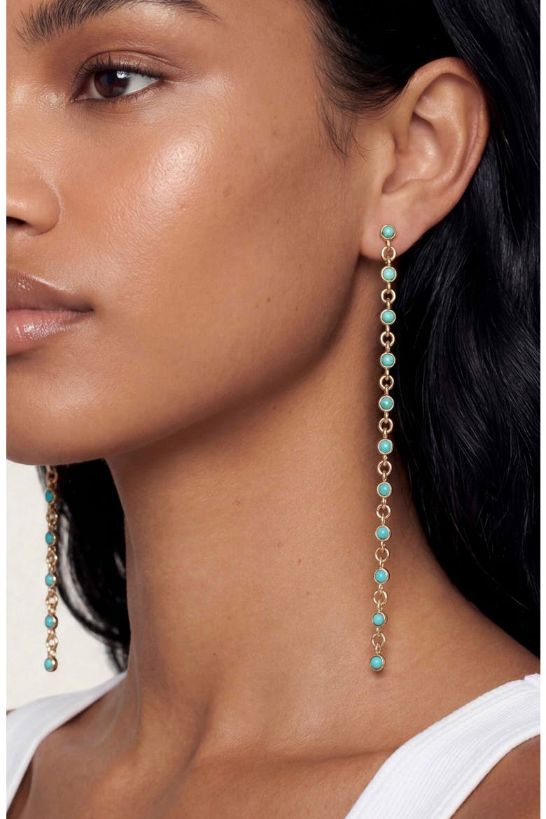 Dainty Crystal Linear Drop Earrings, Alternate, color, TURQUOISE/ GOLD