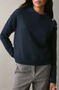 MANGO TEEN Button Shoulder Crewneck Sweater
