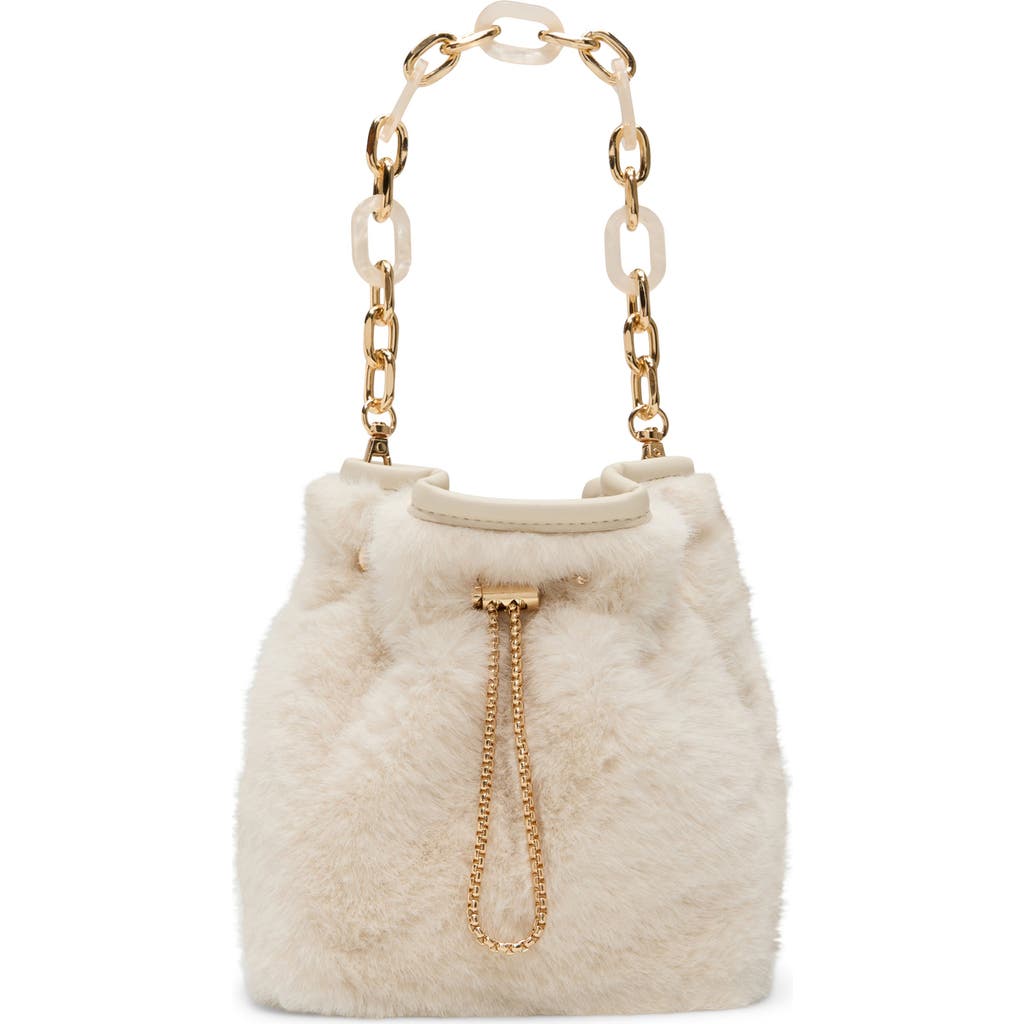 Aldo Ilynnaa Faux Fur Bucket Bag In Neutral