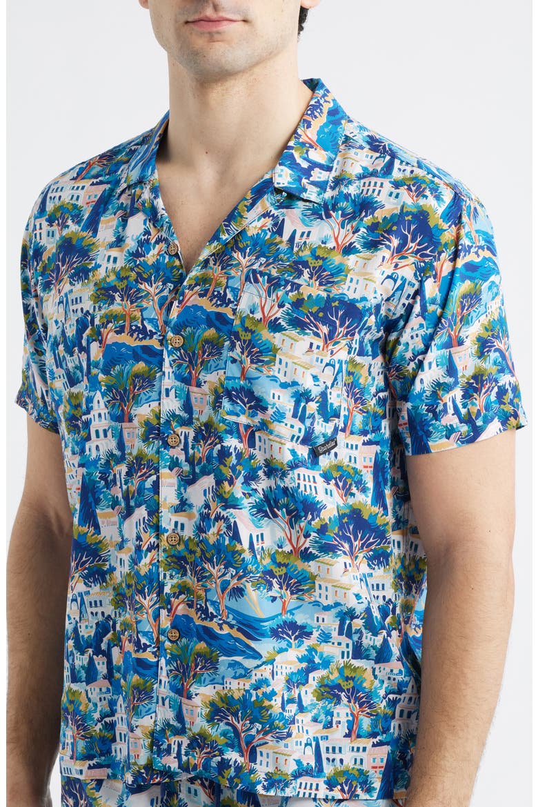 Print Camp Shirt, Alternate, color, BLUE