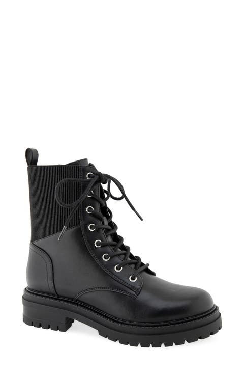 Cedar Faux Leather Combat Boot