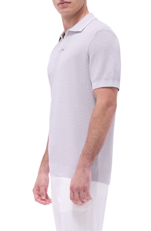 Bugatchi Tipped Johnny Collar Short Sleeve Sweater In Platinum