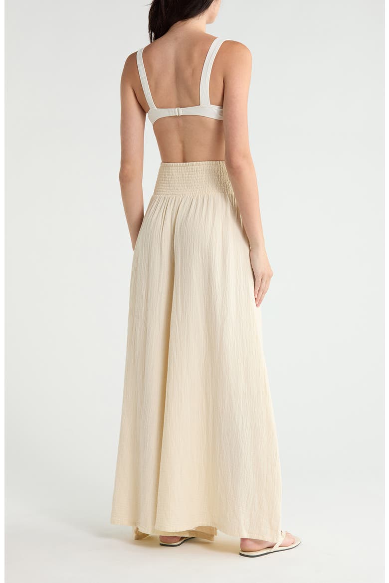 Smocked Waist Cover-Up Palazzo Pants, Alternate, color, NATURAL