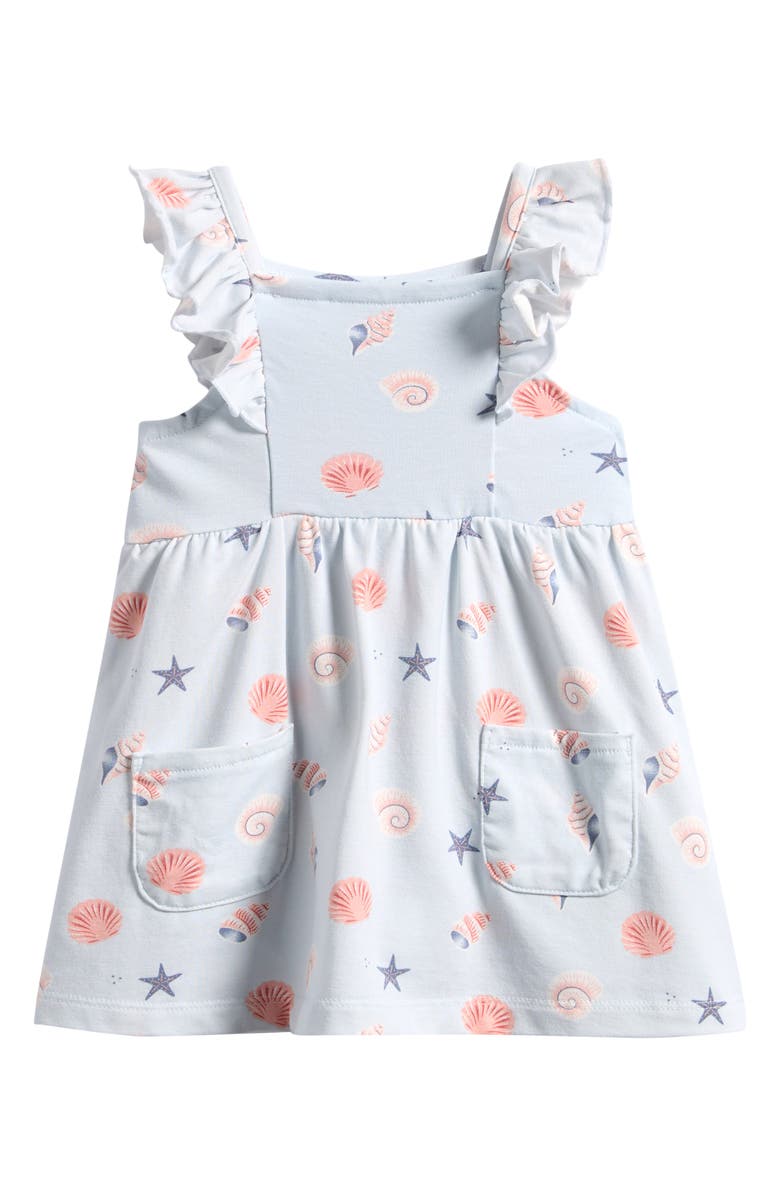 Petit Lem Shell Print Ruffle Dress, Main, color, Light Blue
