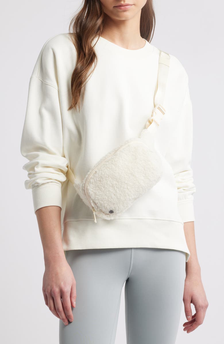 Zella Faux Shearling Crossbody, Alternate, color, Ivory Egret