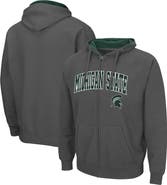 COLOSSEUM Men's Colosseum Charcoal Michigan State Spartans Arch & Logo 3.0 Full-Zip Hoodie