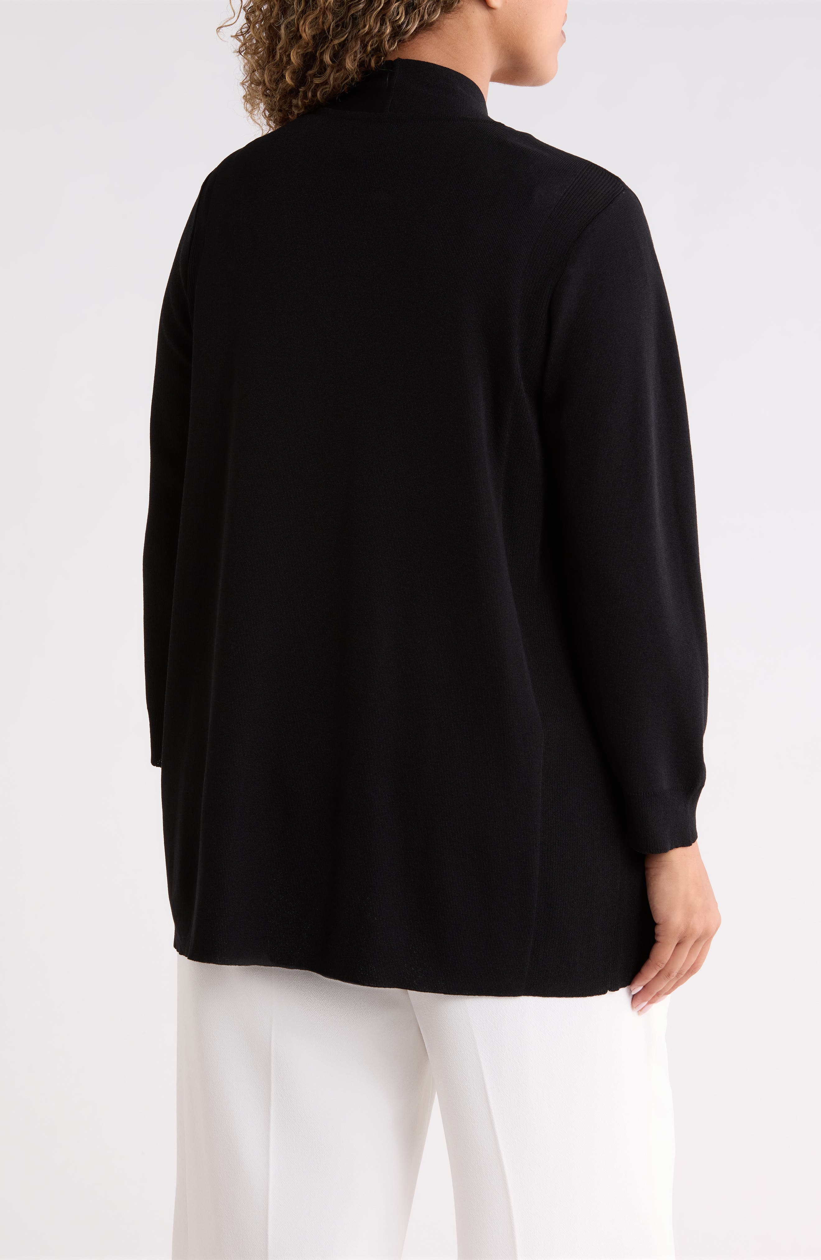 Anne Klein Rib Trim Open Front Cardigan (Women) | Nordstrom