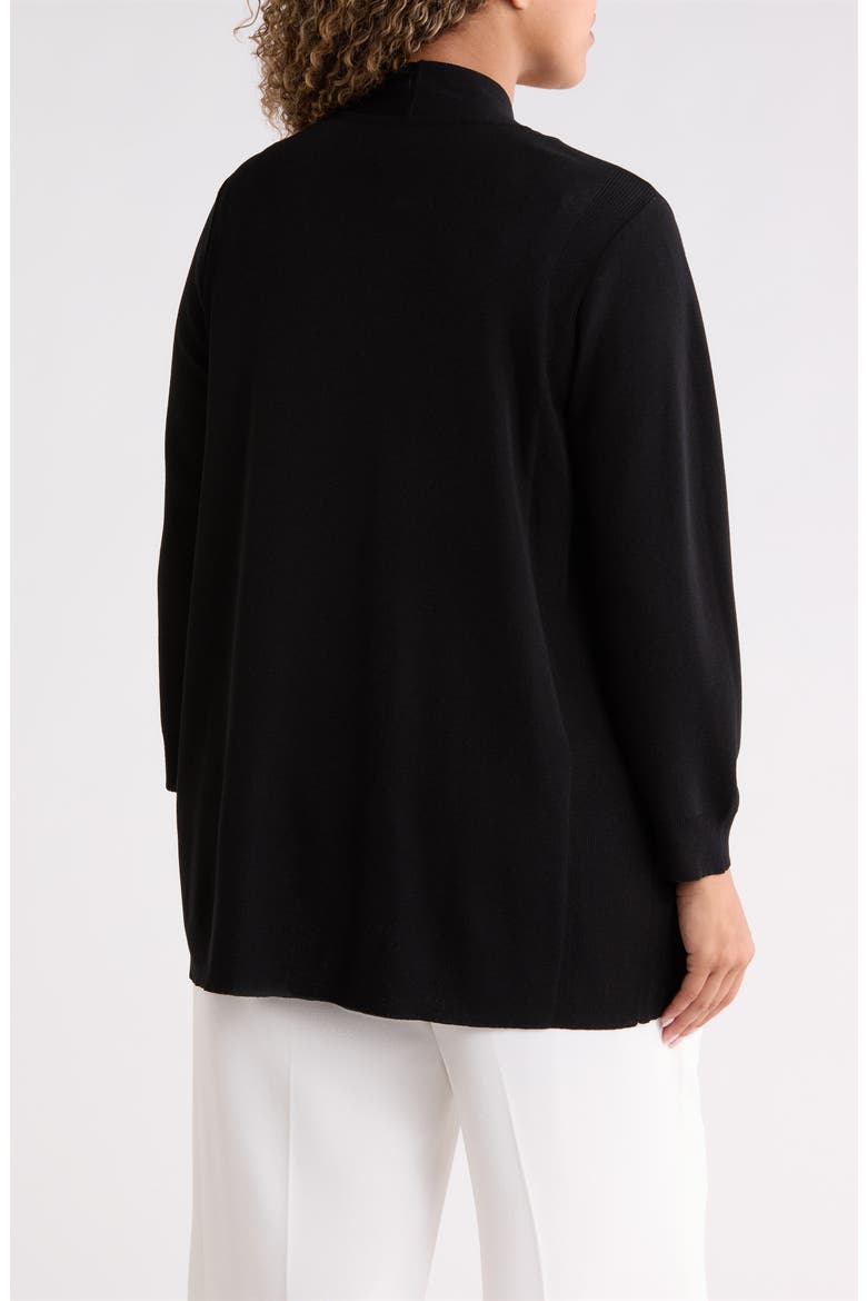 Rib Trim Open Front Cardigan, Alternate, color, ANNE BLACK