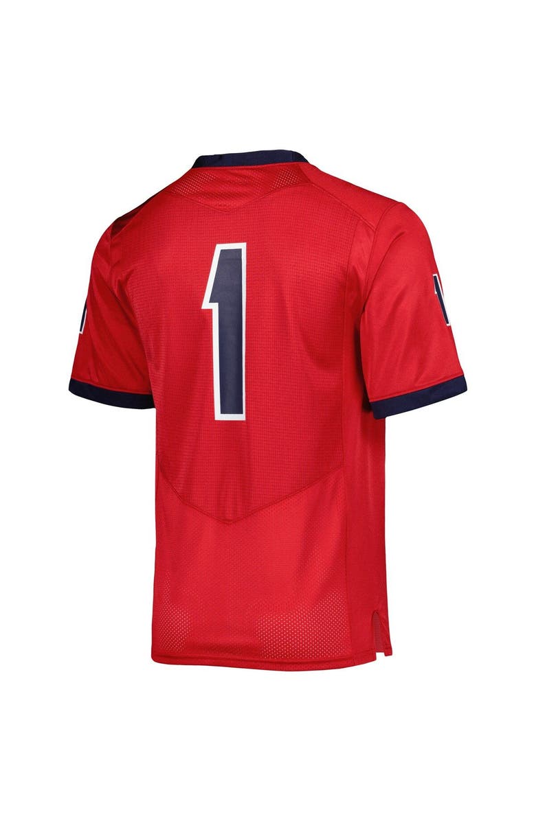 Under Armour Men's Under Armour #1 Red Jackson State Tigers Team Wordmark Replica Football Jersey, Alternate, color, 