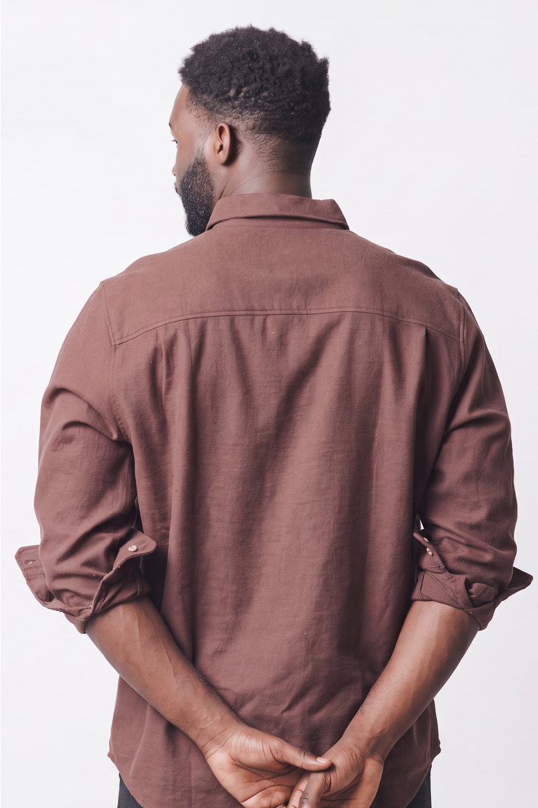 Men's Organic Long Sleeve Flannel Button Down Shirt, Alternate, color, Chocolate Heather
