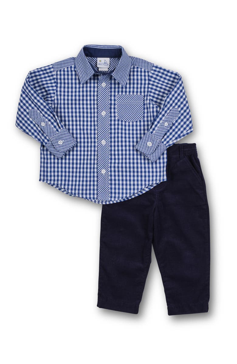 Florence Eiseman Gingham Button Down Shirt, Alternate, color, Blue Plaid