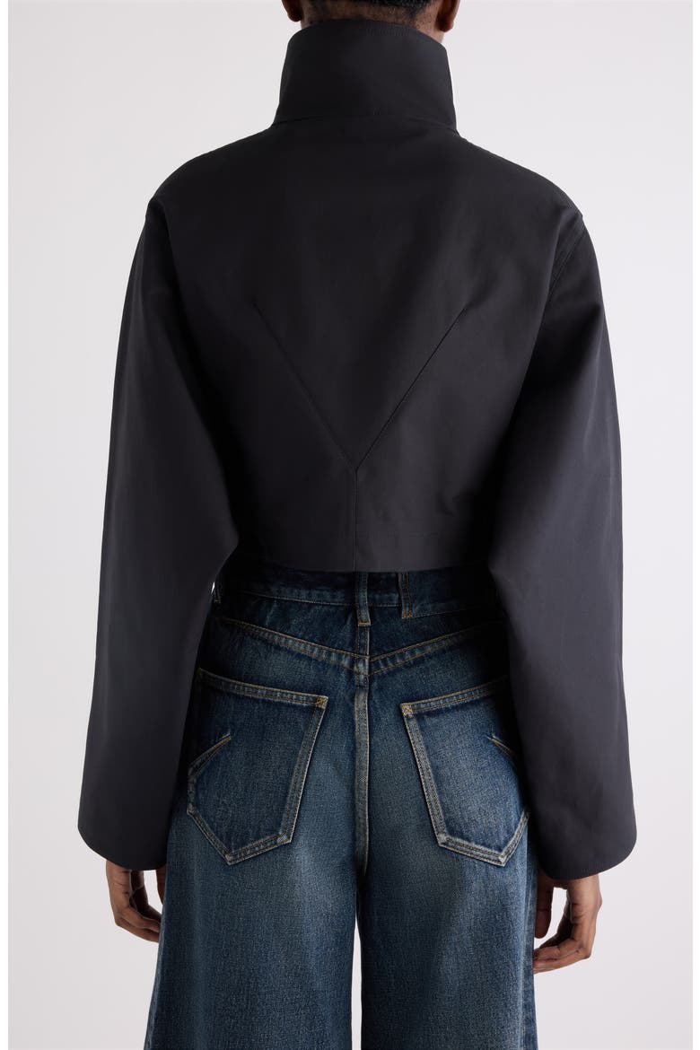 Crop Cotton & Silk Jacket, Alternate, color, NOIR/ NOIR