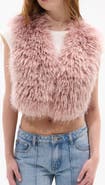 AZALEA WANG Camille Faux Fur Crop Vest