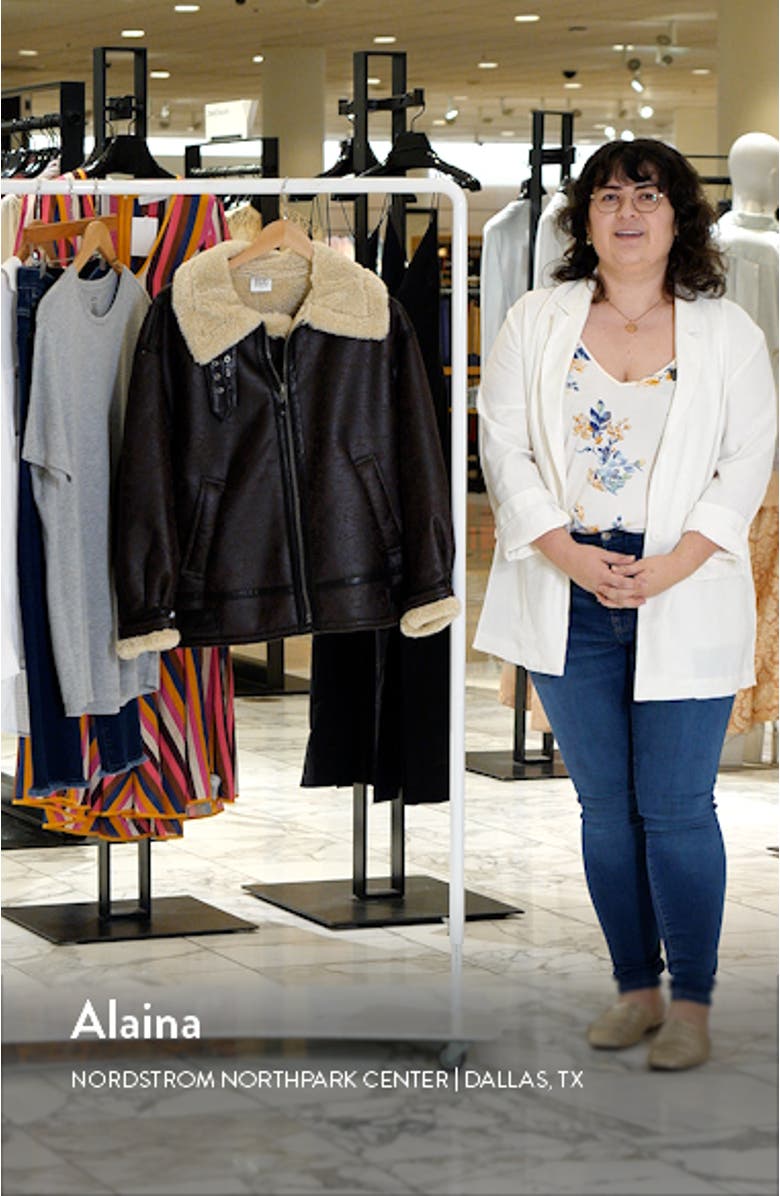 Faux Leather Longline Aviator Jacket, sales video thumbnail