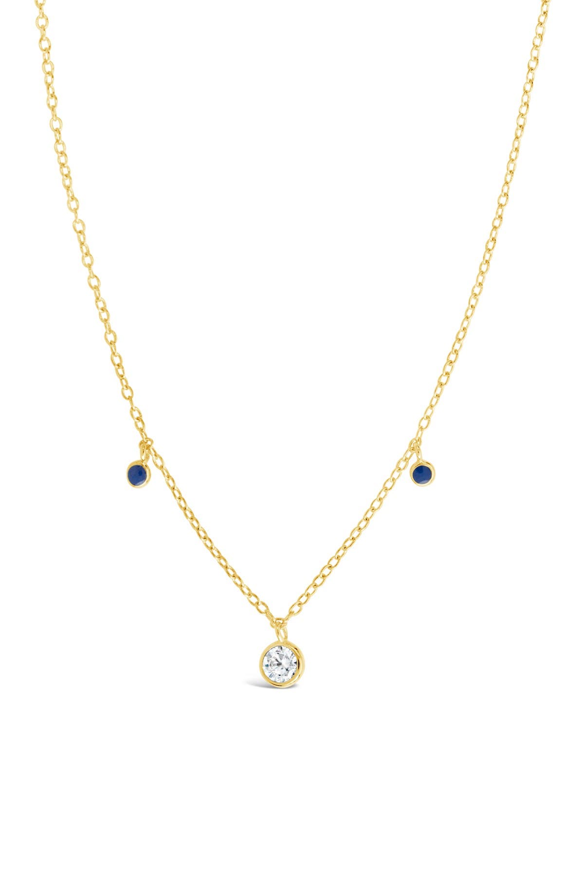 Sterling Forever 14K Gold Vermeil Plated Sterling Silver Blue Enamel & CZ Charm Necklace