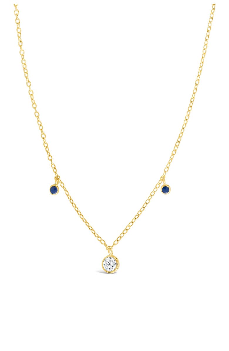 Sterling Forever 14K Gold Vermeil Plated Sterling Silver Blue Enamel & CZ Charm Necklace, Main, color, Gold