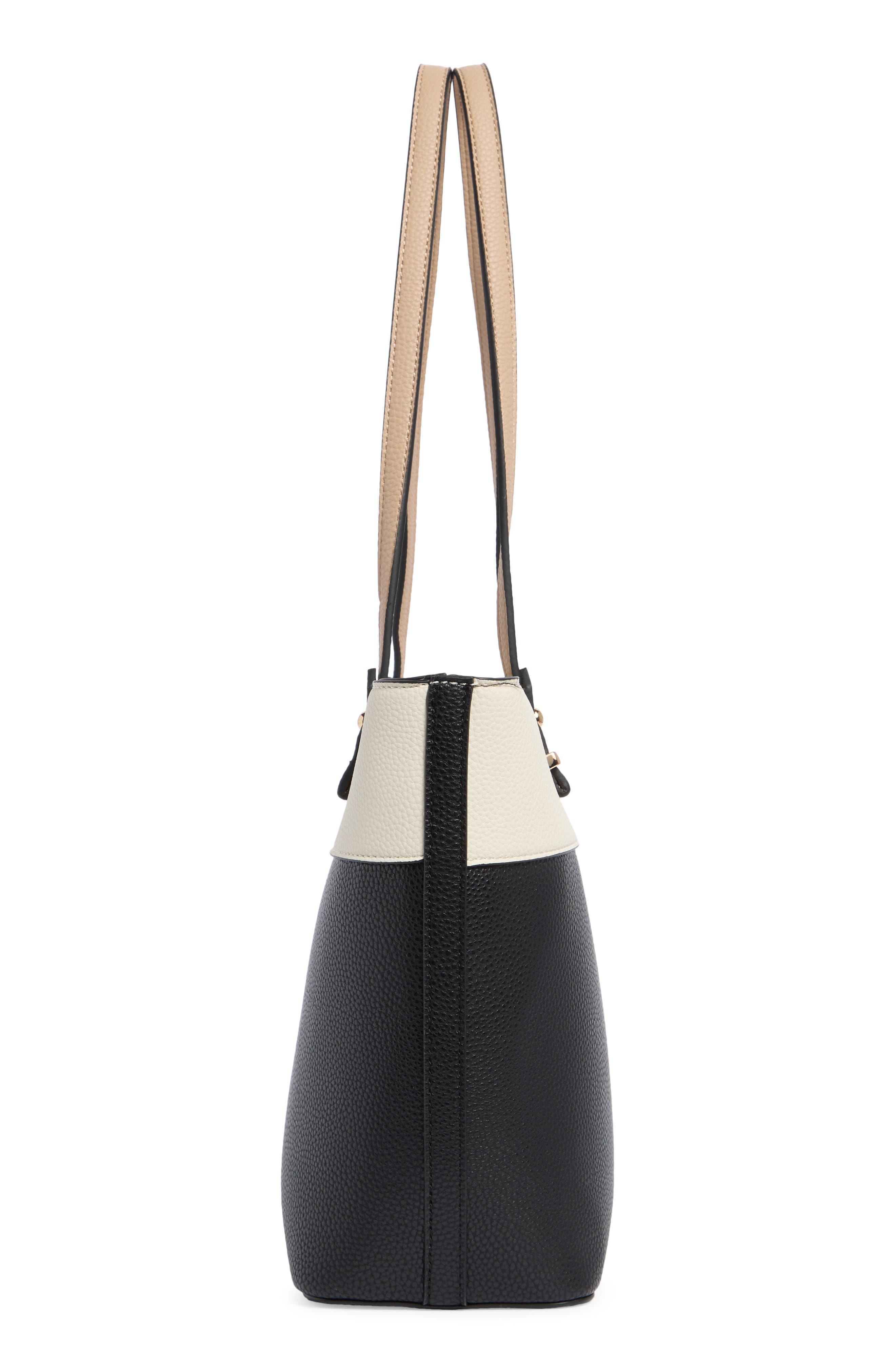 Nanette Lepore Sabine Colorblock Tote Bag & Pouch, Alternate, color, Black - Rice - Warm Taupe