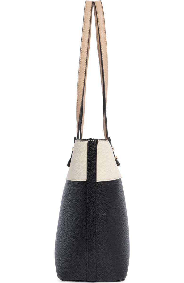 Nanette Lepore Sabine Colorblock Tote Bag & Pouch, Alternate, color, Black - Rice - Warm Taupe